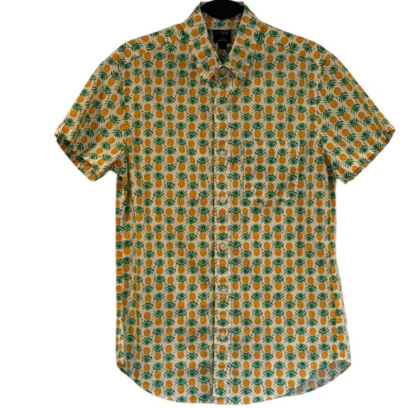 J.Crew Factory White Multi Pineapple Print Button Down  Shirt Size S Slim - Picture 8 of 9